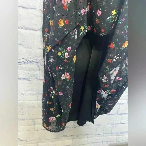 Banana Republic ClipDot Black Floral Chiffon Midi Dress - Picture 7 of 12